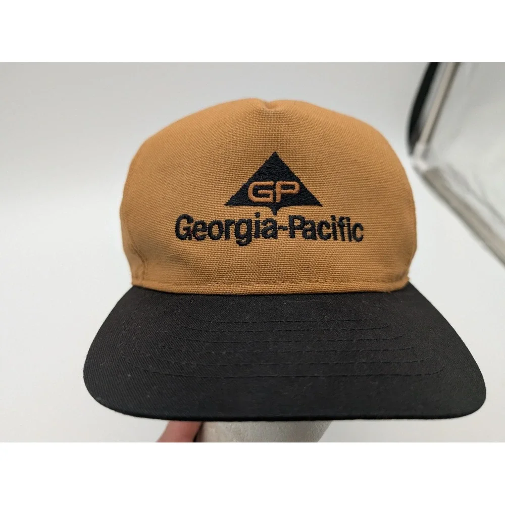 Vintage Georgia-Pacific Swingster Trucker Hat Brown Canvas Snapback Made in USA